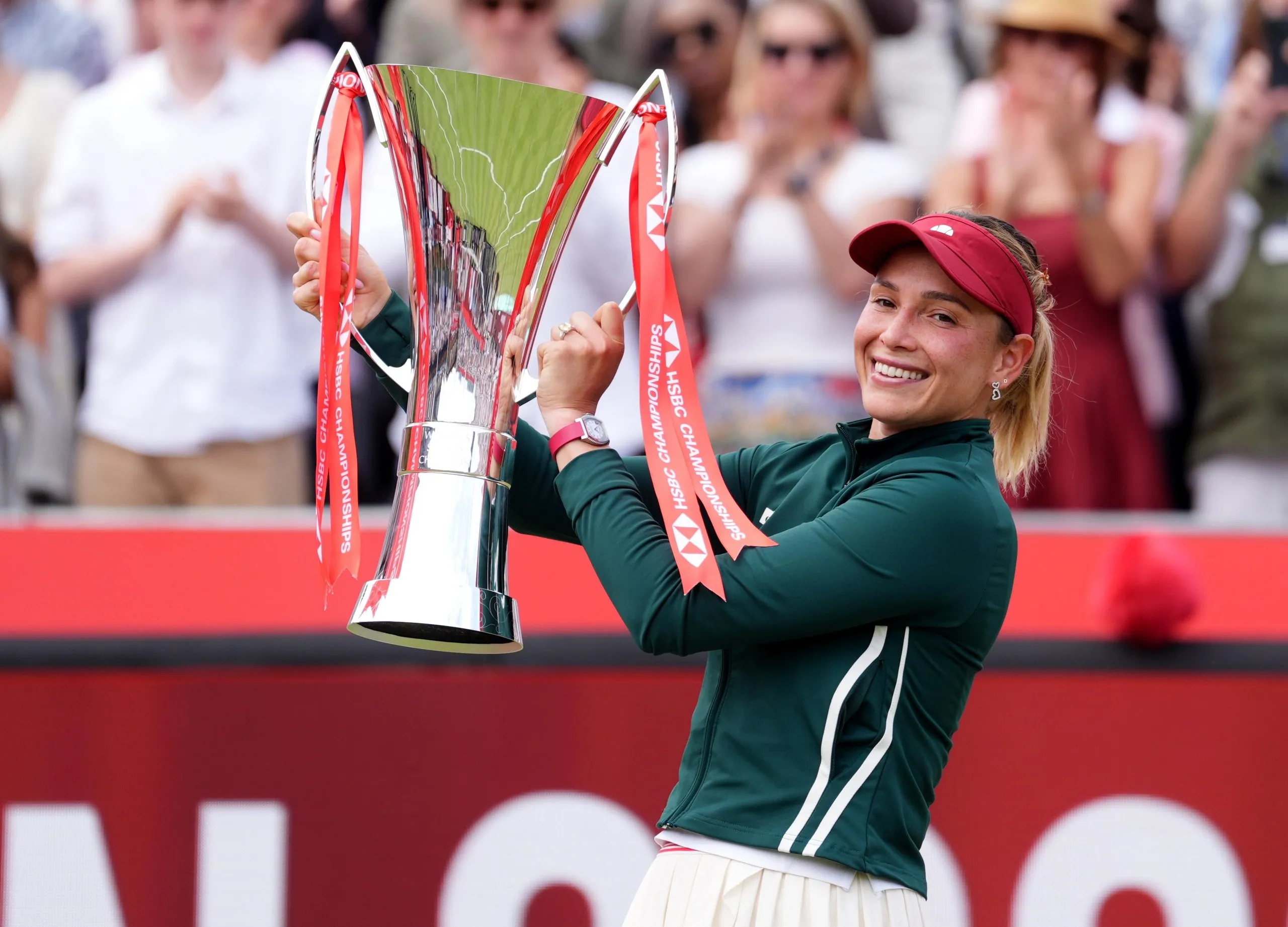 Croatia’s Donna Vekic with the trophy –the world No 76 initially lost in qualifying but was reinstated as a lucky loser.